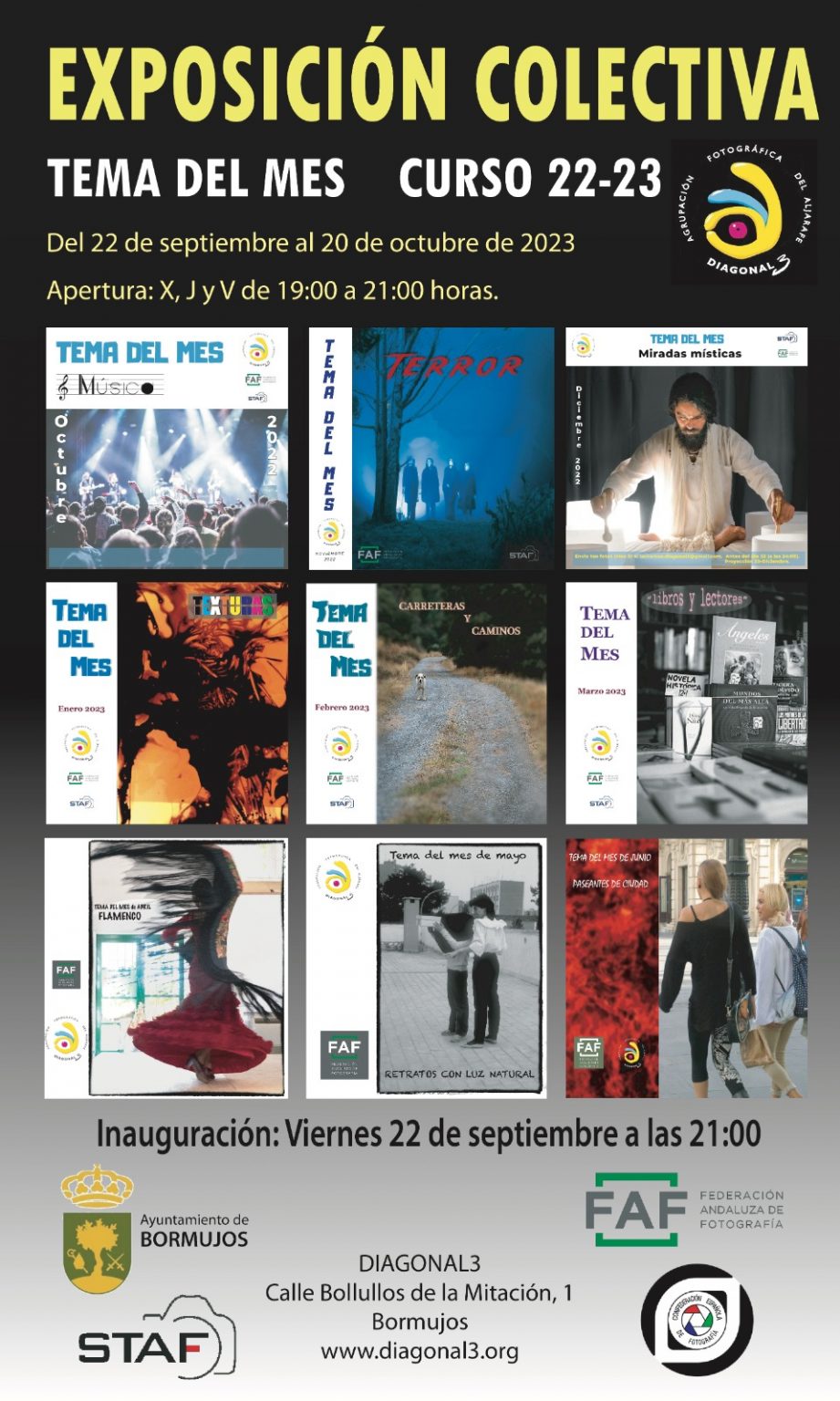 Cartel exposición colectiva tema del mes 22-23